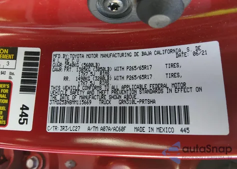 2021 Toyota Tacoma Trd Sport from USA, damaged, VIN 3TMDZ5BN8MM115669